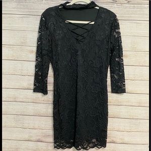 ⛱ AMBIANCE Black Floral Lace Dress L